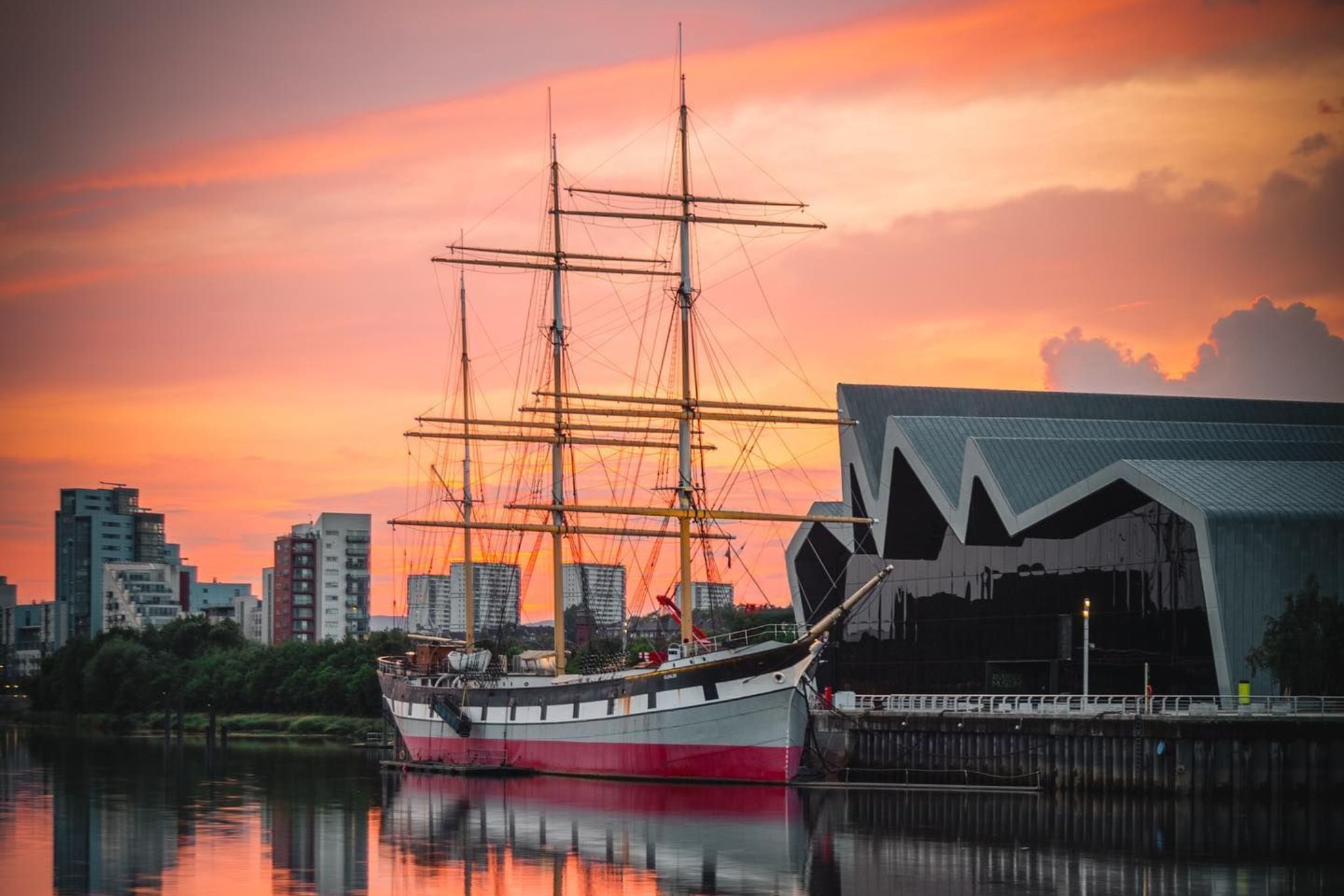 Riverside Museum at sunset