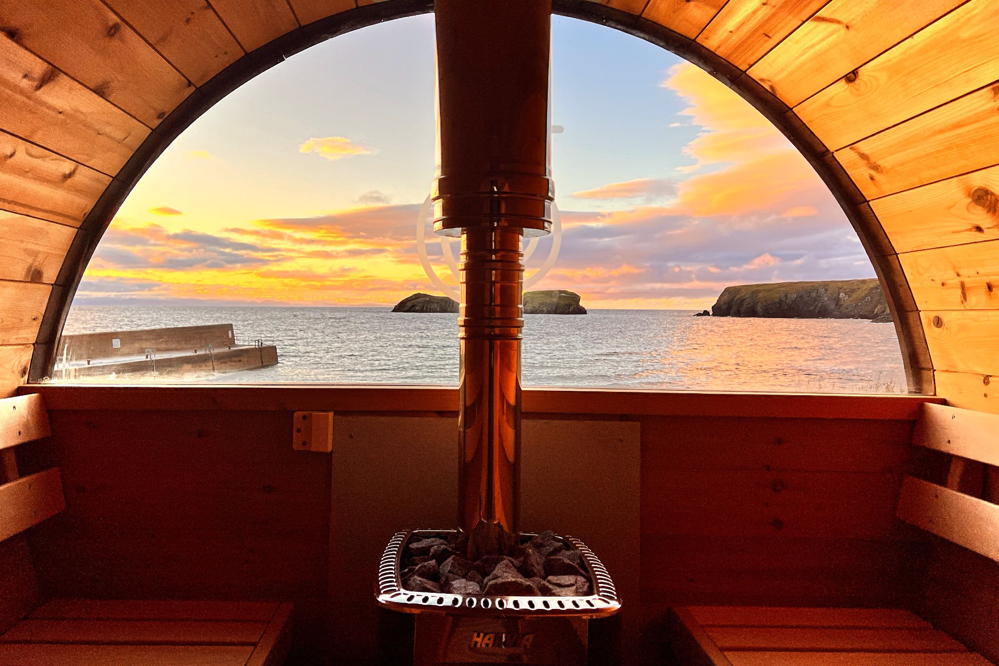 The sunrise at Saltbox Sauna.