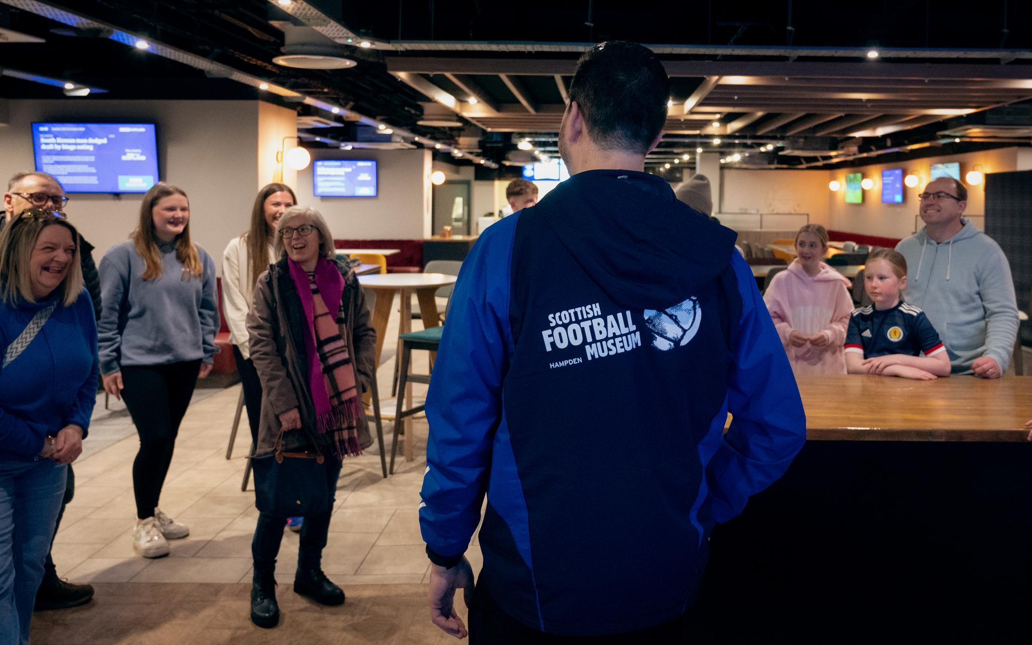 A tour group at the Scottish Football Museum