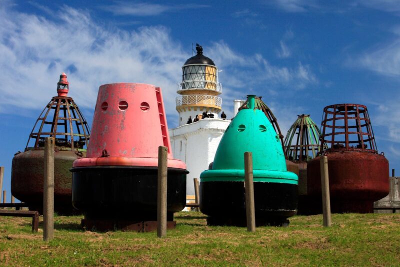 The buoy park at the museum of Scottish lighthouses