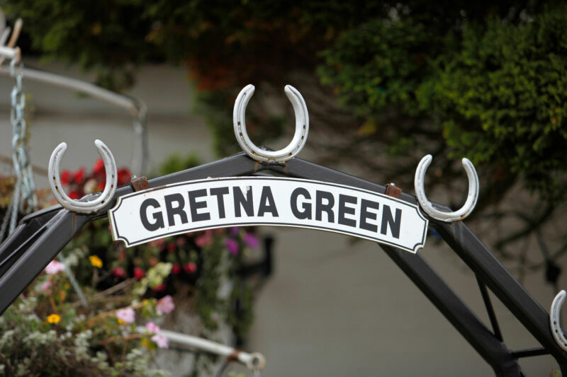 The Gretna Green Sign At The World Famous Old Blacksmiths Shop Gretna Green Dumfries And Galloway