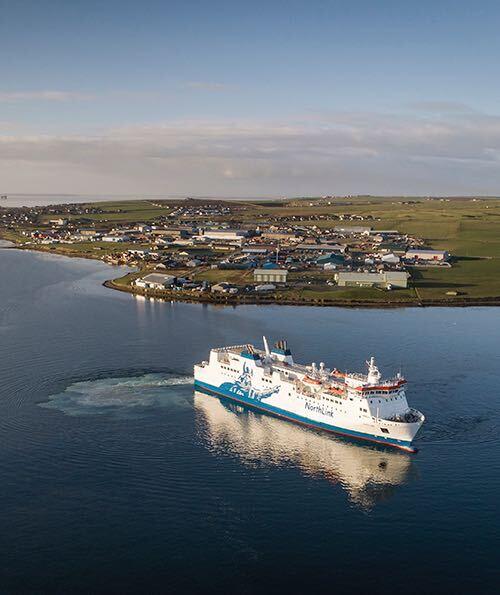 Looking down on a Northlink ferry sailing out of Hatston near Kirkwall